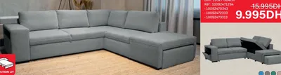 NEW NALIA CANAPÉ D’ANGLE AVEC FONCTION LIT + COFFRE + POUF